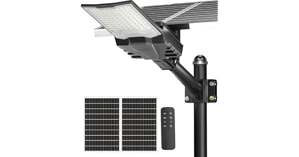 Gefolly SL10000W Farolas Solares Exteriores Focos Led Exterior Solares  6500K Potente Farolas Luces Solares Exterior IP67 Impermeable Luz Solar Exterior Lampara Solar Jardn Para Garage Patio