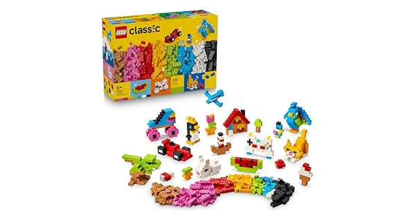 LEGO Classic Ladrillos Creativos a Todo Color 11045  Juguetes para nios de 5 aos juego educativo para motricidad fina avin y coche regalo de cumpleaos 820 piezas
